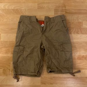 Light brown cargo shorts, urban pipeline, W:34